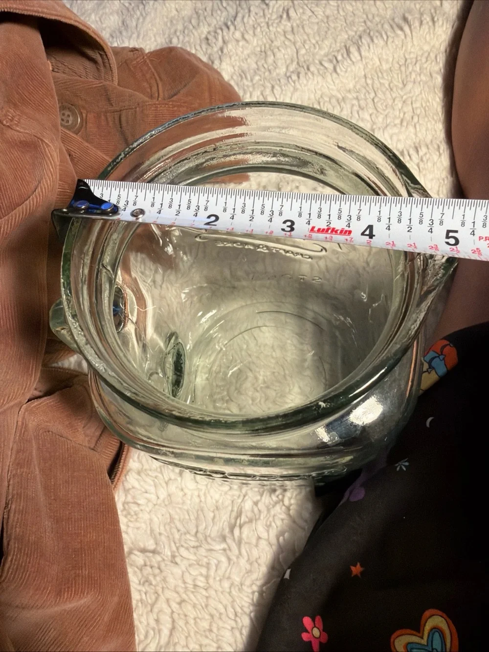 68oz 2L Vtg looking Retro Mason Clear Glass Storage Jar with Handle - Clear